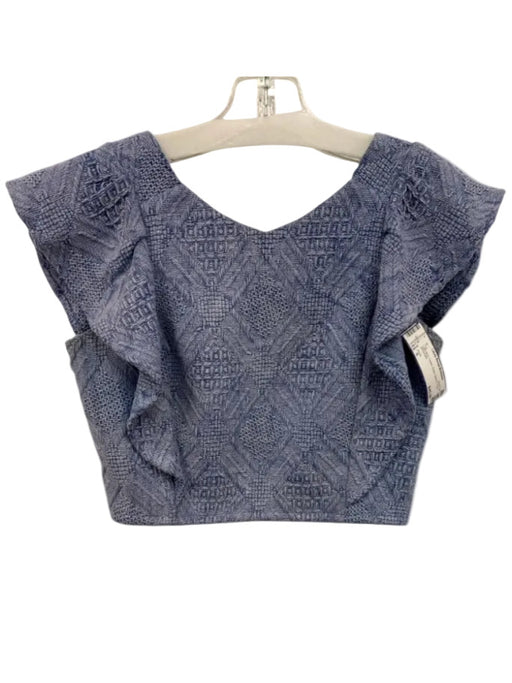 Koch Size S Light Blue Cotton Flutter Sleeve Crop Top Light Blue / S