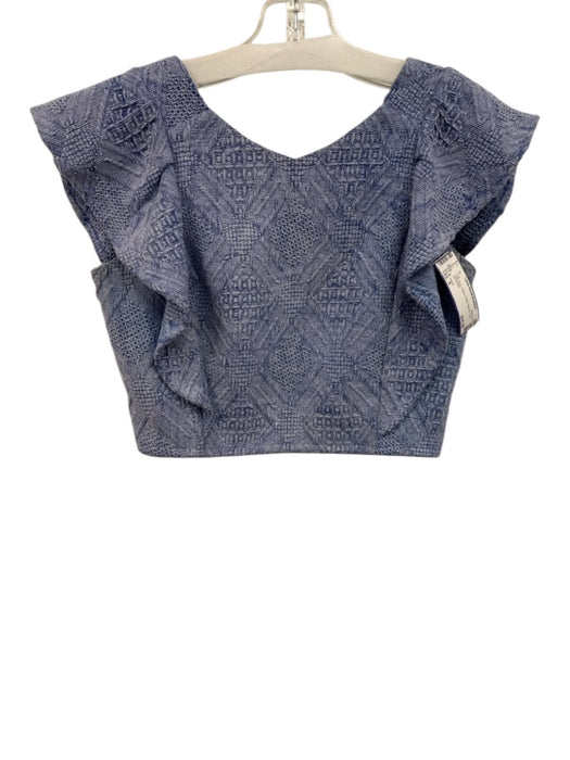 Koch Size S Light Blue Cotton Flutter Sleeve Crop Top Light Blue / S