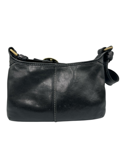 Coach Black Leather Brass Hardware Zip Buckle Strap Shoulder Purse Black / S