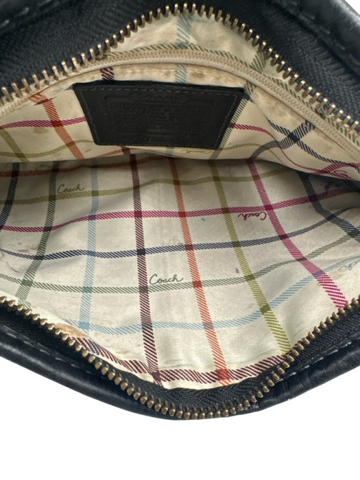 Coach Black Leather Brass Hardware Zip Buckle Strap Shoulder Purse Black / S