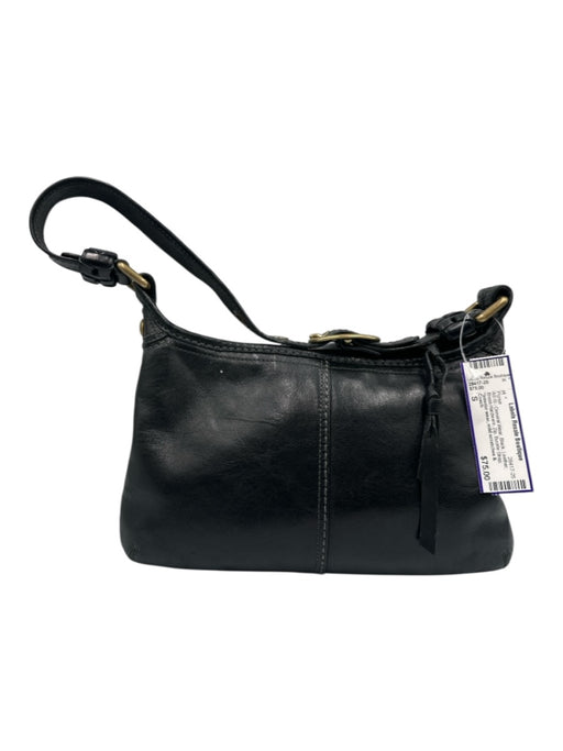 Coach Black Leather Brass Hardware Zip Buckle Strap Shoulder Purse Black / S
