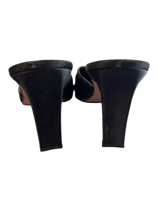 J. Renee Shoe Size 9.5 Black Leather Upper Satin Square Pointed Toe Heel Shoes Black / 9.5
