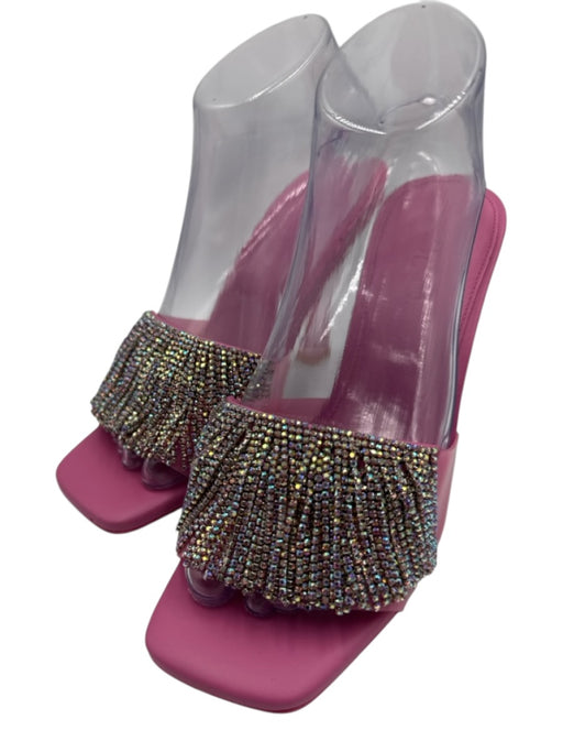 Cult Gaia Shoe Size 38 Pink Leather & PVC Open Square Toe Fringe Pumps Pink / 38