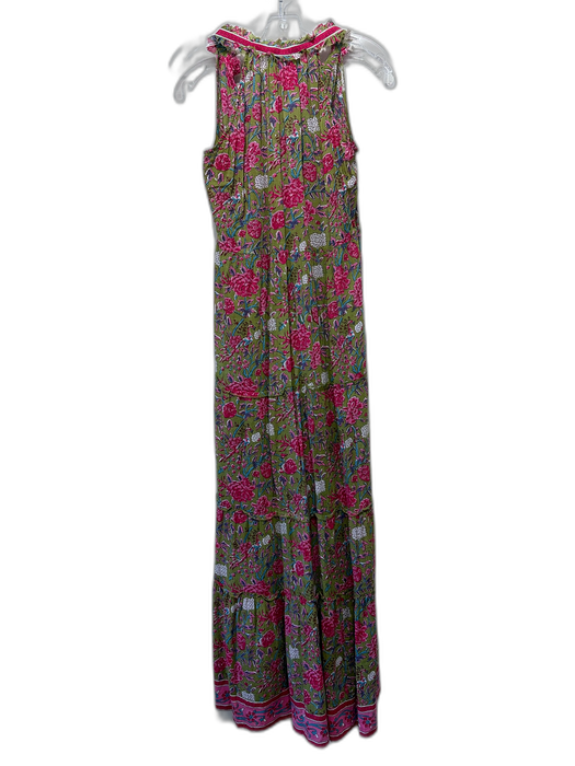 Lola Australia Size S Green & Pink Cotton Sleeveless Floral Sleeveless Dress Green & Pink / S