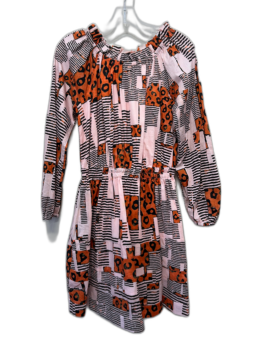 Buru Size S Light Pink, Orange, Black Cotton Off Shoulder Elastic Waist Dress Light Pink, Orange, Black / S