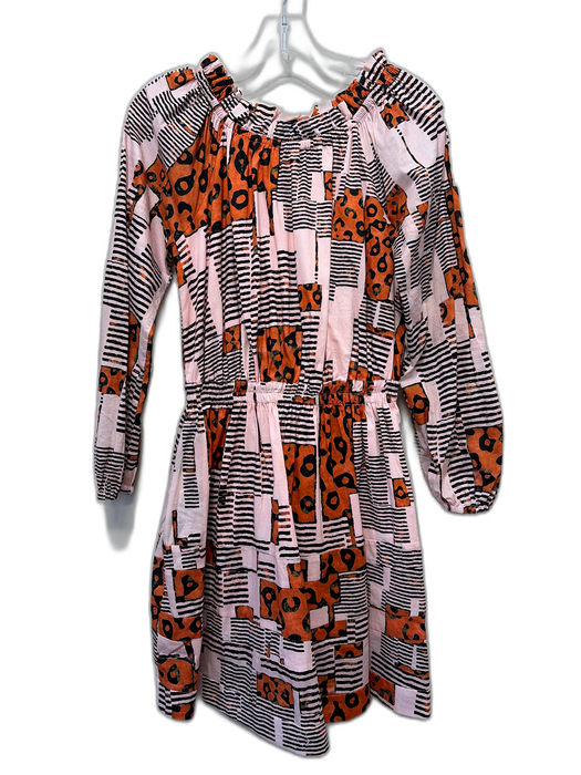 Buru Size S Light Pink, Orange, Black Cotton Off Shoulder Elastic Waist Dress Light Pink, Orange, Black / S