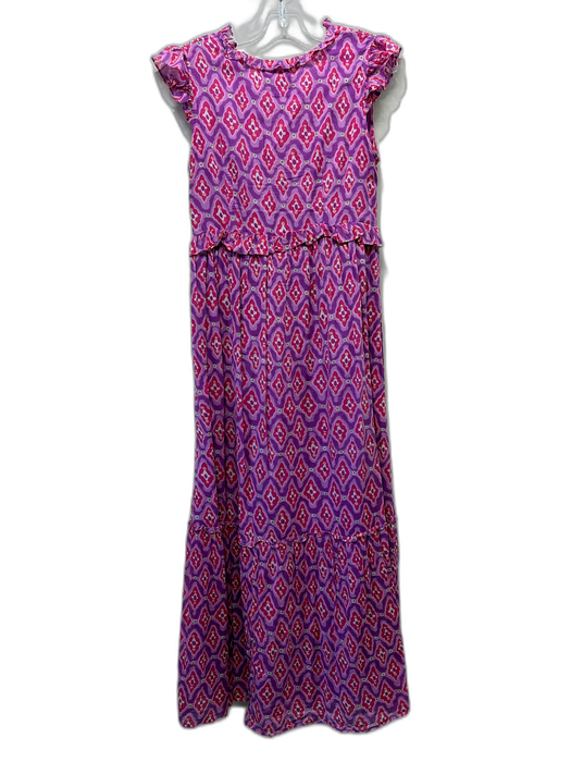 Banjanan Size S Pink, Purple, Green Cotton Pintuck Details Floral Maxi Dress Pink, Purple, Green / S