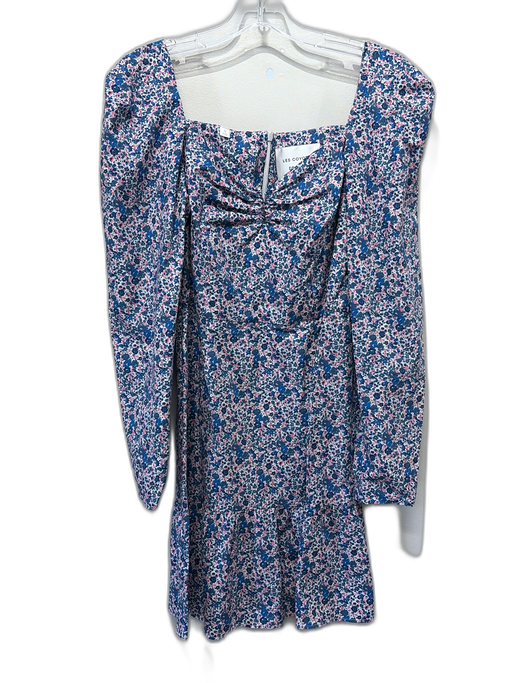 Les Coyotes de Paris Size S / 36 Blue, Pink, White Cotton Puff Shoulder Dress Blue, Pink, White / S / 36