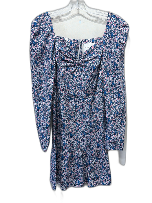 Les Coyotes de Paris Size S / 36 Blue, Pink, White Cotton Puff Shoulder Dress Blue, Pink, White / S / 36