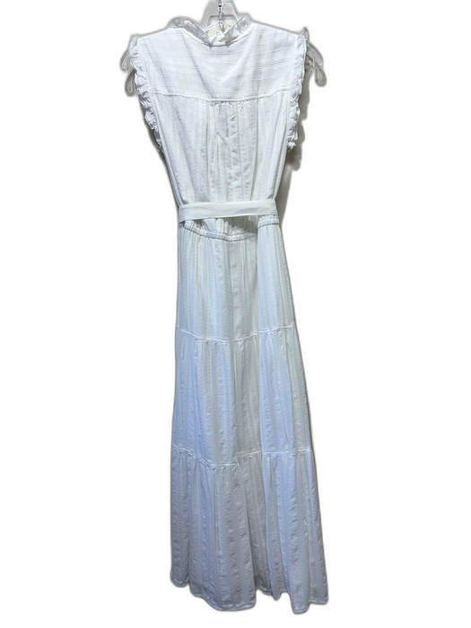 Finley Size M White Cotton Ruffle Trim Sleeveless Midi Tiered Dress White / M
