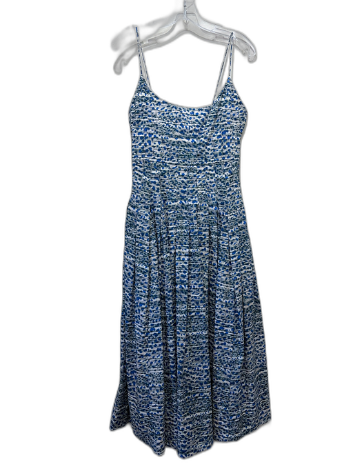 Hunter Bell Size 4 Blue, Green, White Cotton Pintuck Details Scoop Neck Dress Blue, Green, White / 4