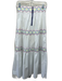 Celia B Size S White & Multi Cotton Embroidered Trim Tiered Midi Skirt Skirt White & Multi / S
