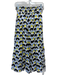 Buru Size S Blue, Yellow, Black, Cream Cotton Floral Elastic Waist Midi Skirt Blue, Yellow, Black, Cream / S