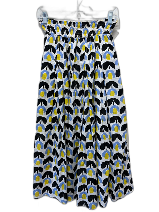 Buru Size S Blue, Yellow, Black, Cream Cotton Floral Elastic Waist Midi Skirt Blue, Yellow, Black, Cream / S