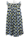 Buru Size S Blue, Yellow, Black, Cream Cotton Floral Elastic Waist Midi Skirt Blue, Yellow, Black, Cream / S
