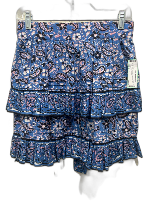 Cleobella Size S Blue, Pink, Black Cotton Sash Mini Tiered Skirt Blue, Pink, Black / S
