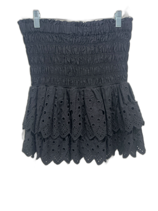 Sea New York Size S Black Cotton Smocked Tiered Mini Skirt Black / S