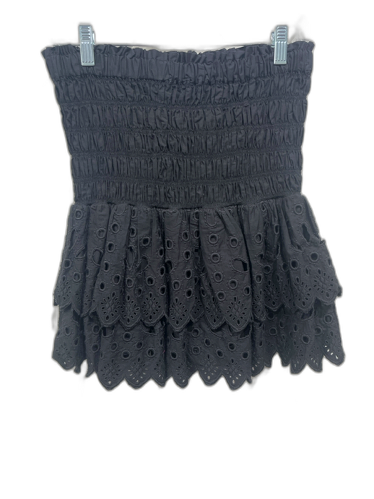 Sea New York Size S Black Cotton Smocked Tiered Mini Skirt Black / S