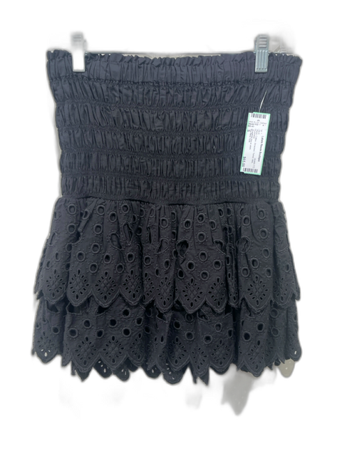 Sea New York Size S Black Cotton Smocked Tiered Mini Skirt Black / S