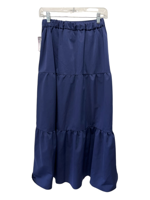 La Roque Size Small Navy Polyester Maxi Tiered Elastic Waist Skirt Navy / Small