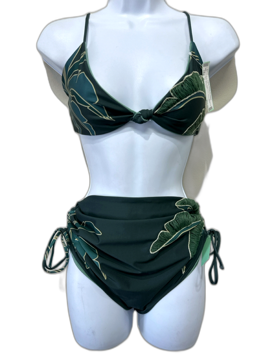 Juan De Dios Size M Dark Green Print Nylon Blend Bikini Swimsuit Dark Green Print / M