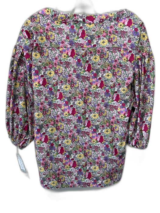 Buru Size S Pink, Green, Yellow Cotton Floral Boat Neck 3/4 Sleeve Skirt Set Pink, Green, Yellow / S