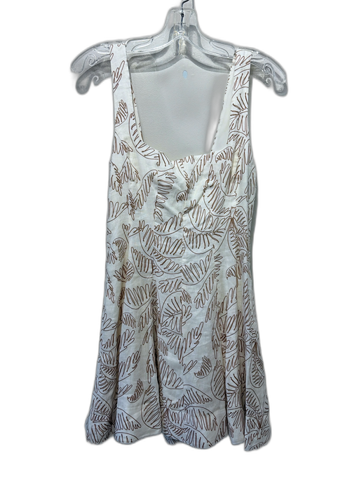 Antonio Melani Size 4 Cream & Brown Linen Square Neck Line Fauna Print Dress Cream & Brown / 4