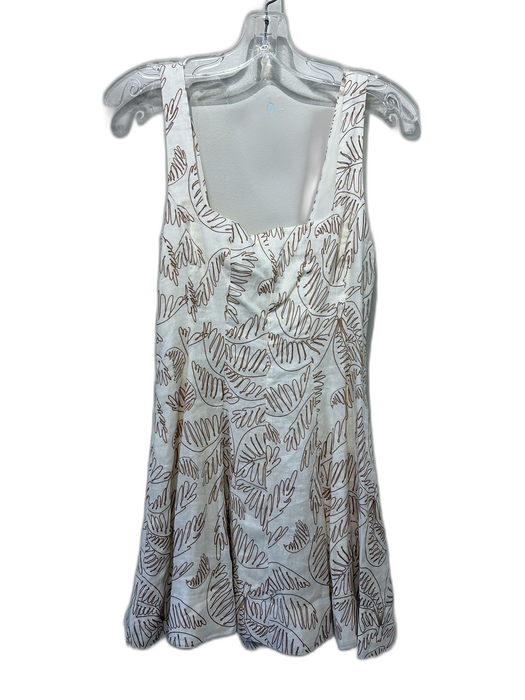 Antonio Melani Size 4 Cream & Brown Linen Square Neck Line Fauna Print Dress Cream & Brown / 4