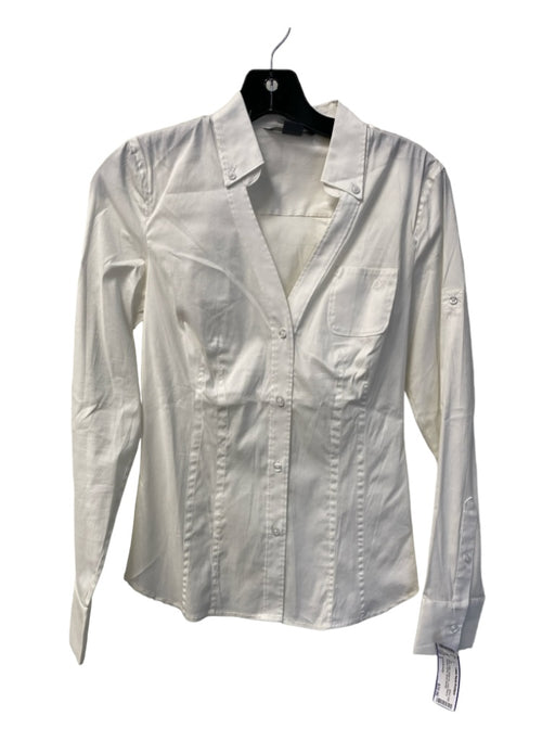 Armani Exchange Size S White Cotton Button Up Long Sleeve Collared Darted Top White / S