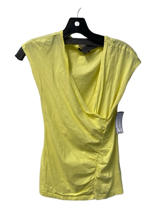 Theory Size S Yellow Cotton Deep V Cap Sleeve Rouched Detail Top Yellow / S
