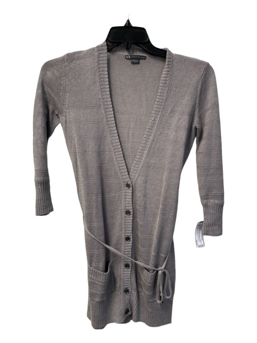 Armani Exchange Size S Gray Linen Blend Button Front Half Sleeve Knit Cardigan Gray / S