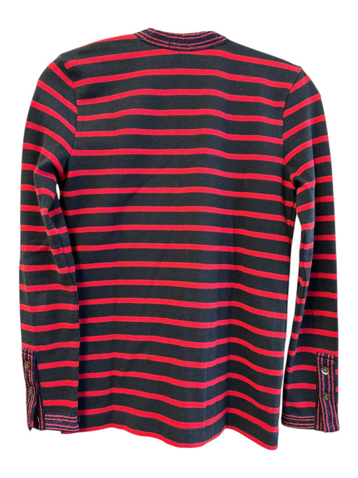 J Crew Size XS Red & Navy Cotton Blend Striped Long Sleeve V Neck Sweater Red & Navy / XS