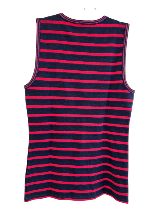 J Crew Size XS Red & Navy Cotton Blend Sleeveless Round Neck Striped Shell Top Red & Navy / XS