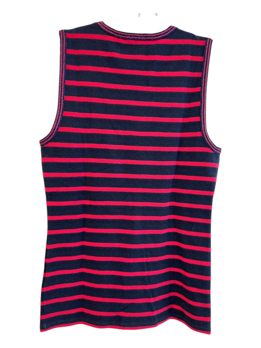 J Crew Size XS Red & Navy Cotton Blend Sleeveless Round Neck Striped Shell Top Red & Navy / XS