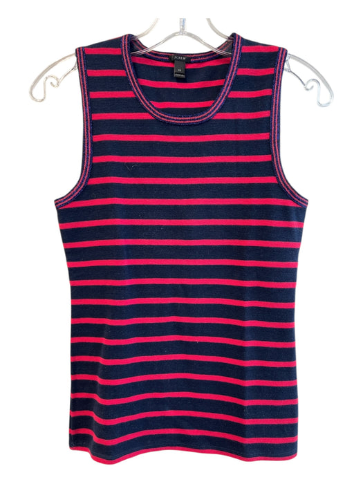 J Crew Size XS Red & Navy Cotton Blend Sleeveless Round Neck Striped Shell Top Red & Navy / XS