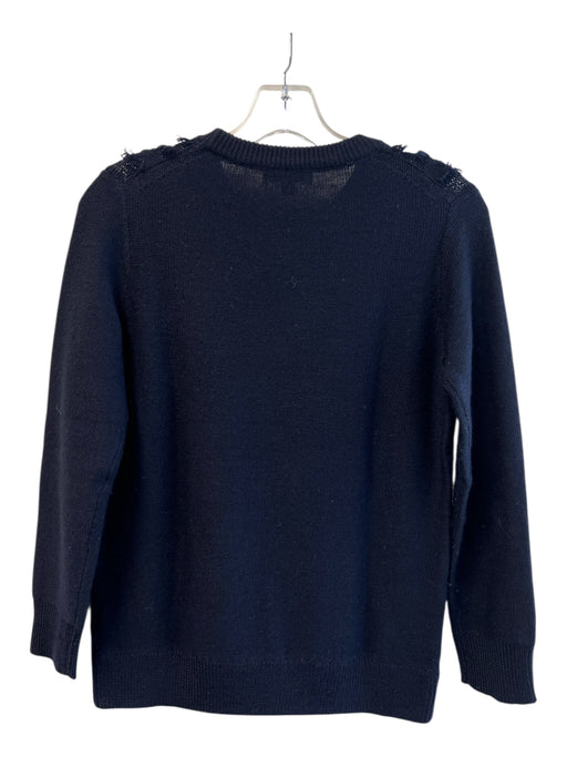 J Crew Size Small Navy Merino Wool Crew Neck Long Sleeve Cable Detail Sweater Navy / Small