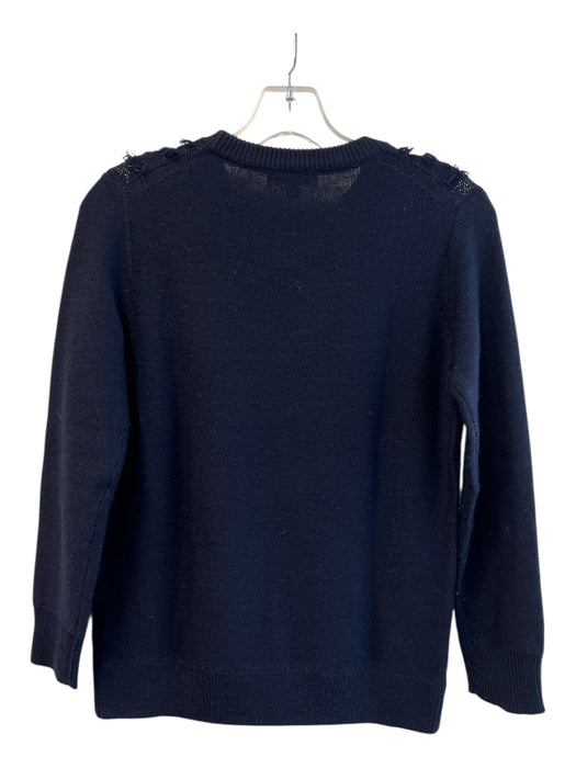 J Crew Size Small Navy Merino Wool Crew Neck Long Sleeve Cable Detail Sweater Navy / Small