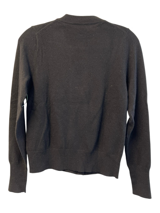 J Crew Size XS Black Wool Blend Crew Neck Hidden Front Zip Sequin Design Sweater Black / XS