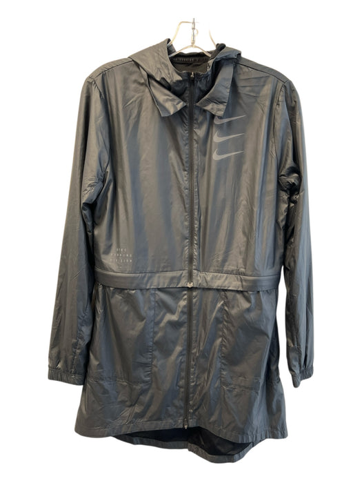 Nike Size Small Black Polyester Front Zip Hood Zip Pocket Athleisure Jacket Black / Small