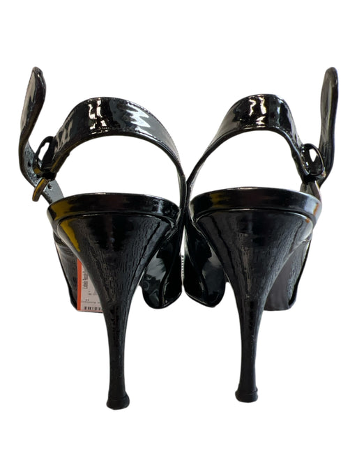 Stuart Weitzman Shoe Size 8.5 Black Patent Leather Solid Slingback Shoes Black / 8.5