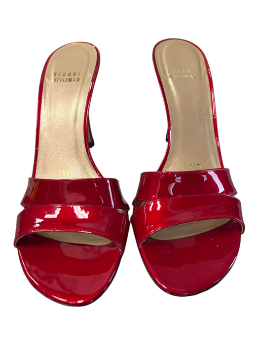 Stuart Weitzman Shoe Size 7.5 Ruby Red Patent Leather High Heel Open Toe Shoes Ruby Red / 7.5