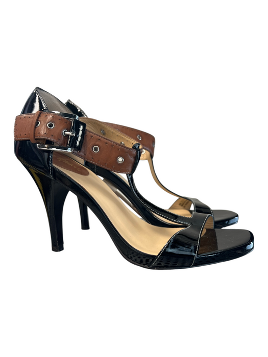 Cole Haan Shoe Size 7.5 Black & Tan Patent Leather Leather Ankle Buckle Shoes Black & Tan / 7.5