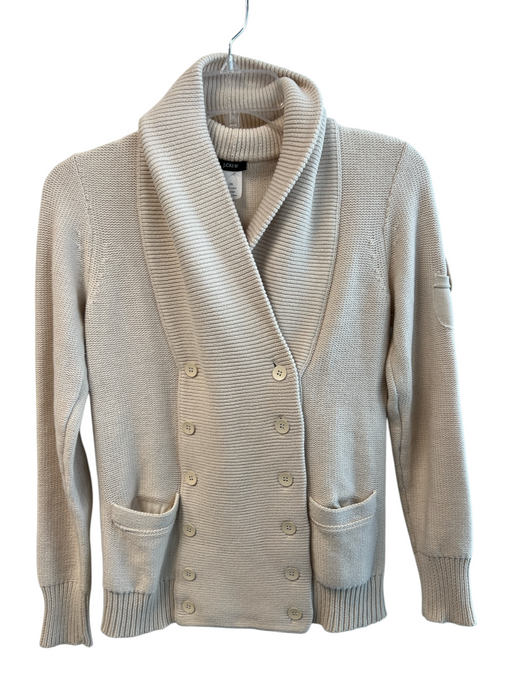J Crew Size XS Beige Cotton Double Breast Front Pockets Knit Boxy Fit Sweater Beige / XS