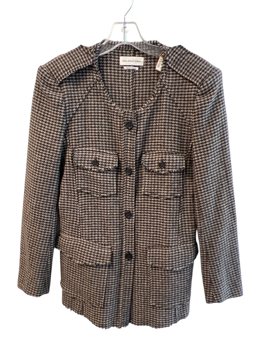 Isabel Marant Etoile Size 38 Brown Wool Blend Houndstooth Round Neck Jacket Brown / 38