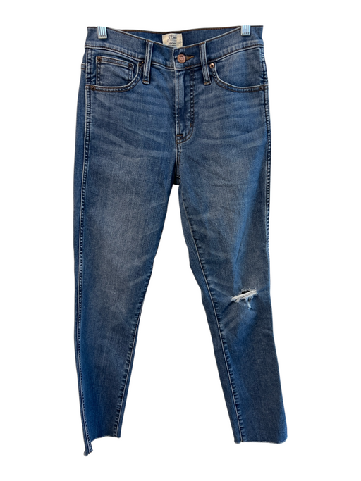 J Crew Size 26T Med Dark Wash Cotton Blend 5 Pocket Zip Fly distressed Jeans Med Dark Wash / 26T