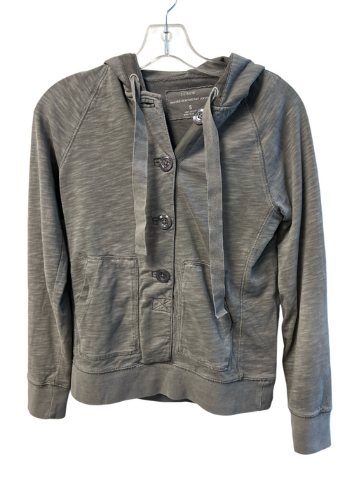 J Crew Size Small Gray Cotton Heathered Hood Front Button Pockets Jacket Gray / Small