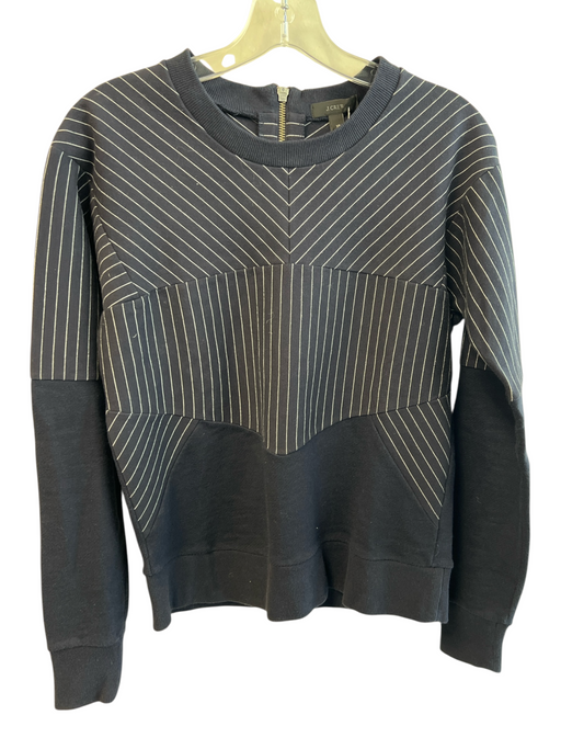 J Crew Size XS Black & White Cotton Blend Round Neck Back Zip Pin Stripe Top Black & White / XS