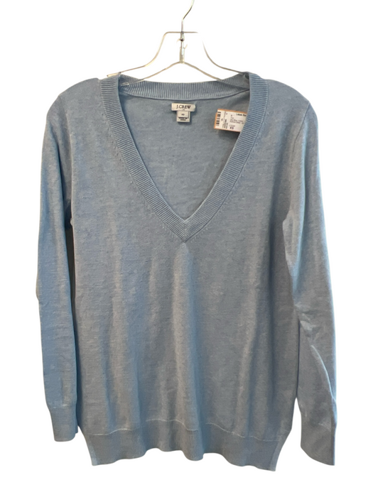 J Crew Size XS Sky Blue Cotton Long Sleeve V Neck Ribbed Detail Top Sky Blue / XS