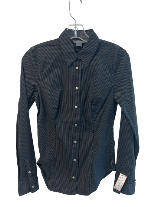 Armani Exchange Size Small Black & Gray Cotton Pinstripe Snap Closure Fitted Top Black & Gray / Small