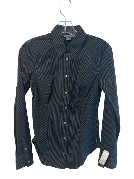 Armani Exchange Size Small Black & Gray Cotton Pinstripe Snap Closure Fitted Top Black & Gray / Small